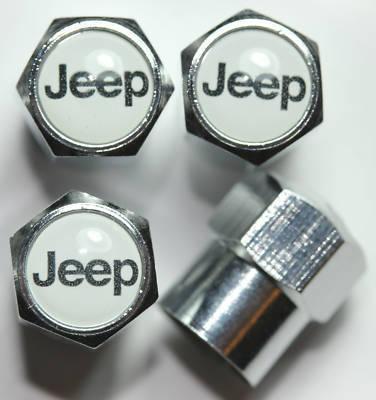 Jeep white tire valve caps wrangler 4x4 4wd cherokee free shipping