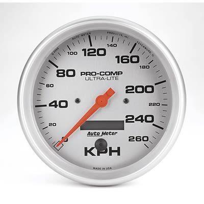 Autometer ultra-lite series speedometer 0-260 kph 5" dia electrical 4489-m