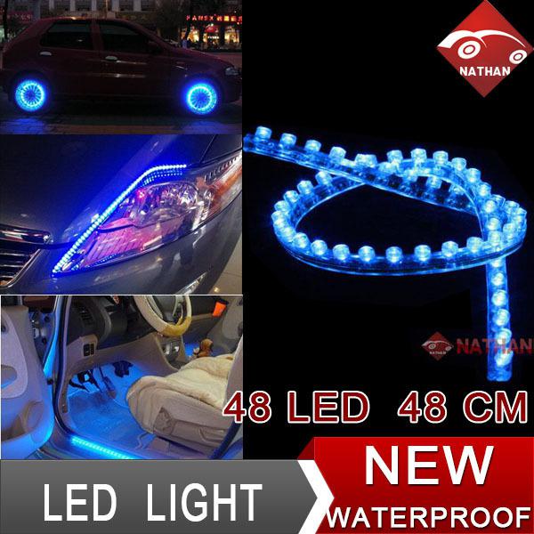 Blue 48cm 48led flexible waterproof strip neon light lamp bulb car auto new