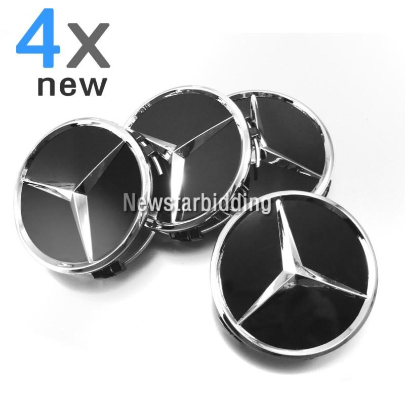 Black 3inch mercedes benz alloy wheel center 4 caps covers e ml sl gl clk amg