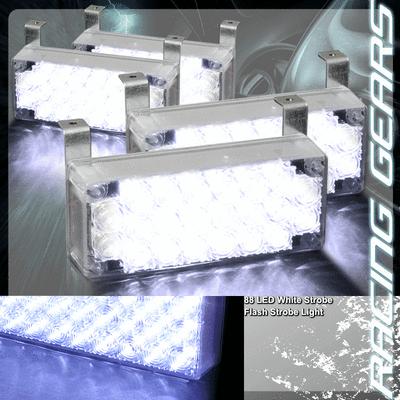 88 white led 12v 3x mode deck dash grille hazard flash strobe lights (4x panel)