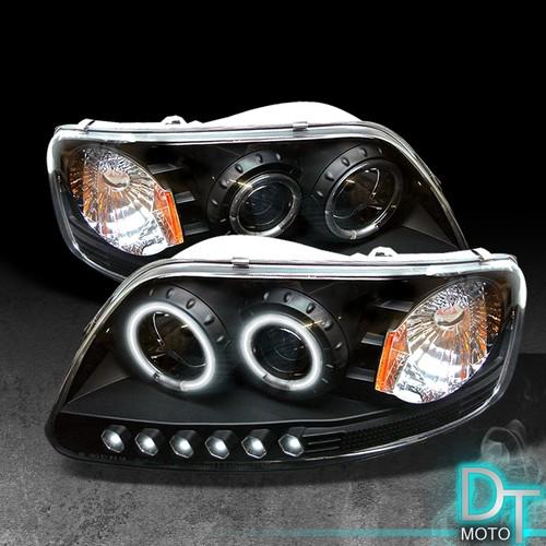 Black 97-03 f150 expedition ccfl halo projector led headlights lights left+right