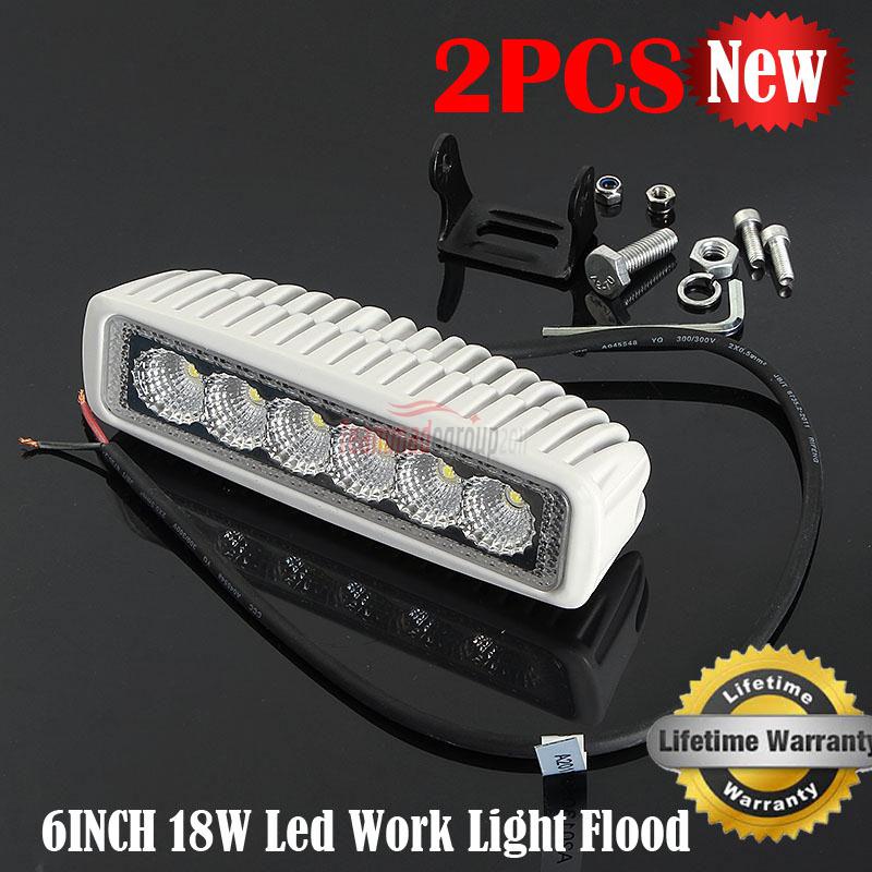 2x 6inch slim 18w led work light bar flood driving off road utv save 288w/300w