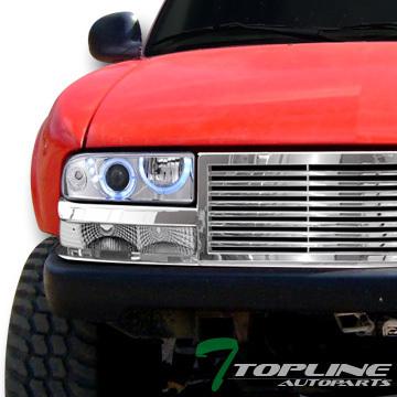 Chrome halo led projector head lights+depo bumper+grill grille 1998+ s10 blazer