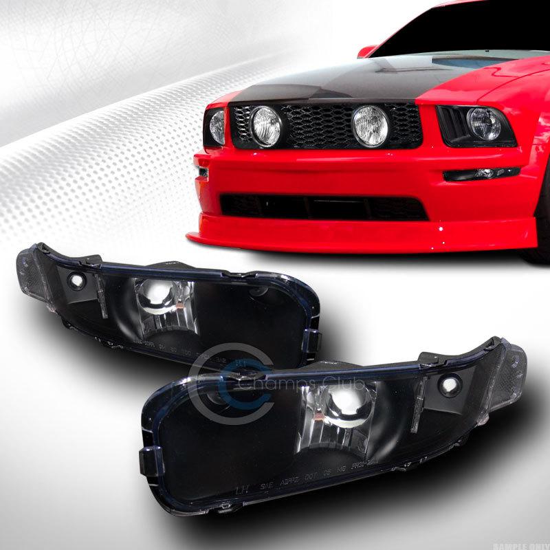 Black clear front signal bumper lights corner lamps aw 05-09 ford mustang v6 v8