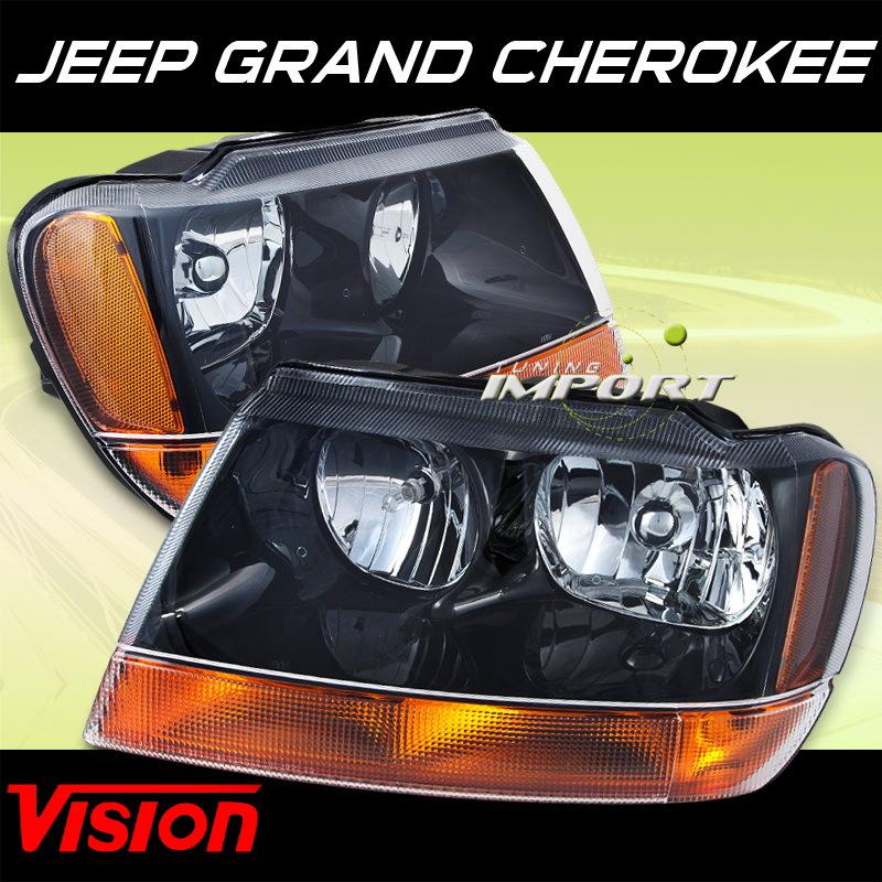 Jeep 99-02 grand cherokee vision pair left right headlight lamps assembly set