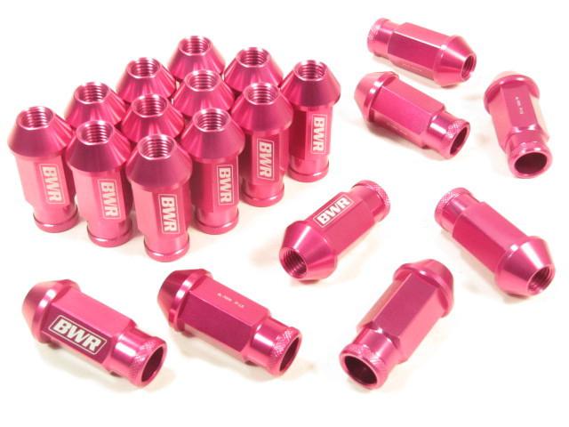 Blackworks forged extended open ended wheel tuner lug nuts pink 12x1.5mm 20pcs