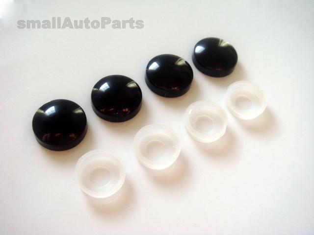 (4) black license plate frame screw bolt caps covers car truck bike motorcycle