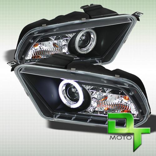 Black 10-13 mustang ccfl halo projector headlights w/daytime led running lights