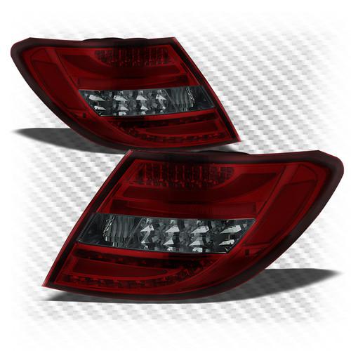 11-13 w204 c-class red smoked philips-led perform tail lights rear lamps upgrade