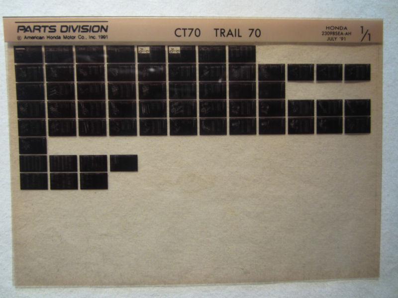 Honda motorcycle ct70 trail 70 microfiche parts catalog ct 70 7/91