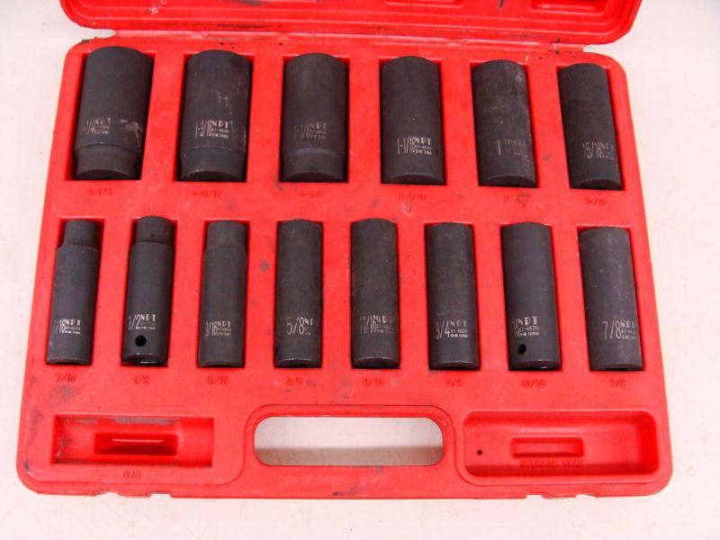 Napa professional 14 pc 12-point deep well sae standard impact socket set 