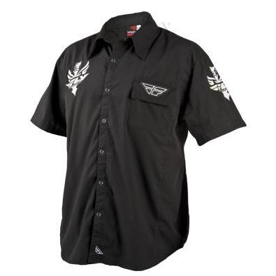 Fly racing pit shirt black extra small xs xf360-9360xs