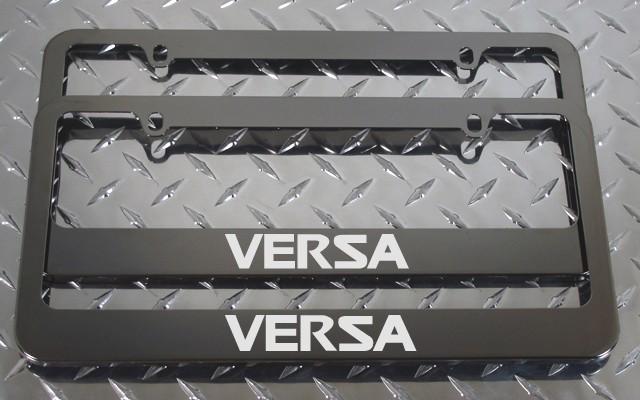 2 brand new nissan versa gunmetal license plate frame + screw caps