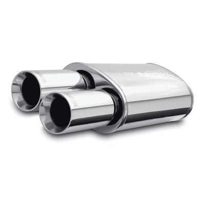 (2) magnaflow mufflers with tip 2.25" inlet/dual 3.50" outlet stainless polished