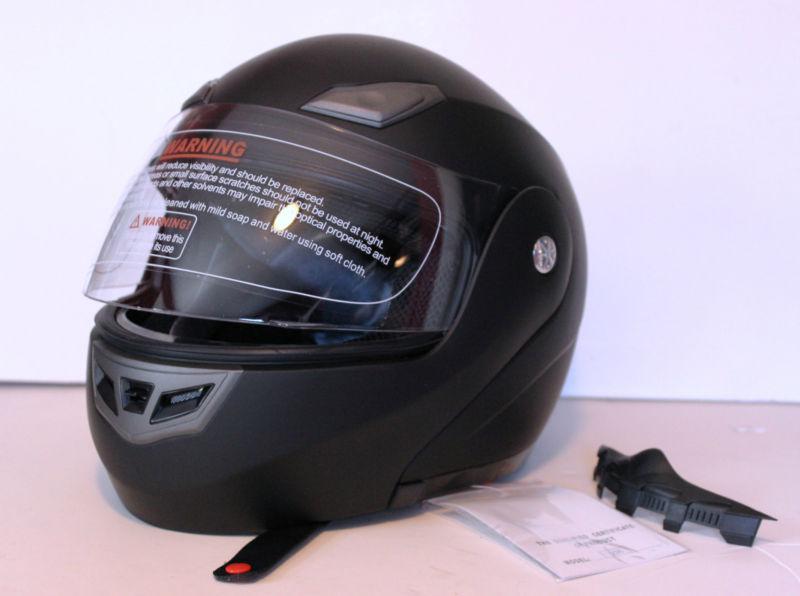 Iv 2 unused new modular flip up motorcycle helmet matte flat black dot 936 large