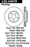 Centric parts 120.44079 front premium rotor