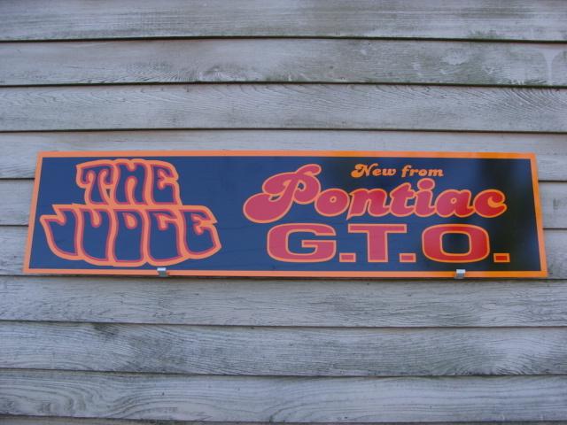 1960's-70's ''the judge'' pontiac gto dealer aluminum sign 1'x4' w/judge logo