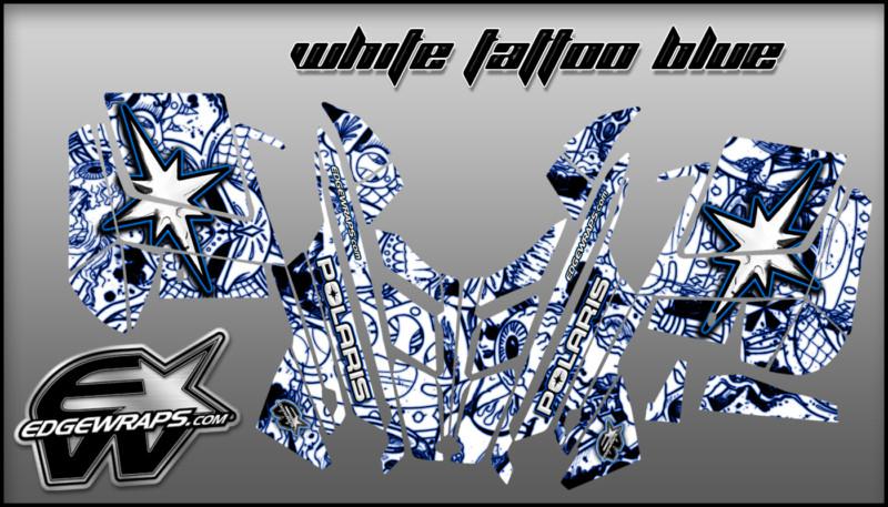 Polaris pro-rmk rush custom graphics kit -  white tattoo blue