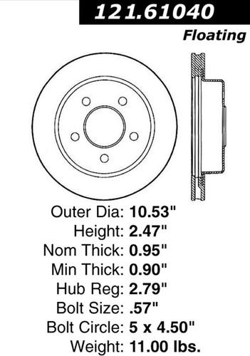 Centric 121.61040 rear brake rotor/disc-c-tek standard rotor-preferred