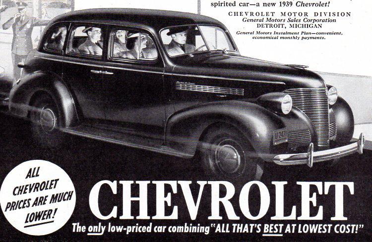 Vintage  1939  chevrolet  &  prudential  insurance  ad- 9 1/4 " x 12 3/4 "