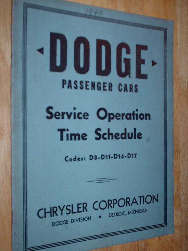 1940 dodge service time manual / orig flat-rate book!!