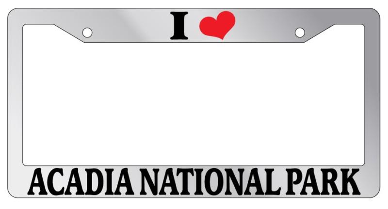 Chrome license plate frame i heart acadia national park auto accessory novelty