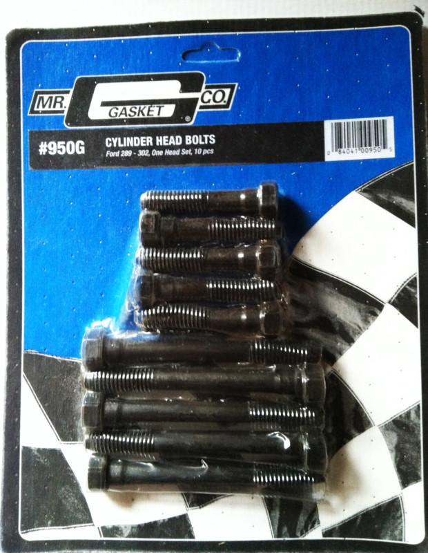 Ford 289 302 mr. gasket cylinder head bolts steel head set - black hex 1 set