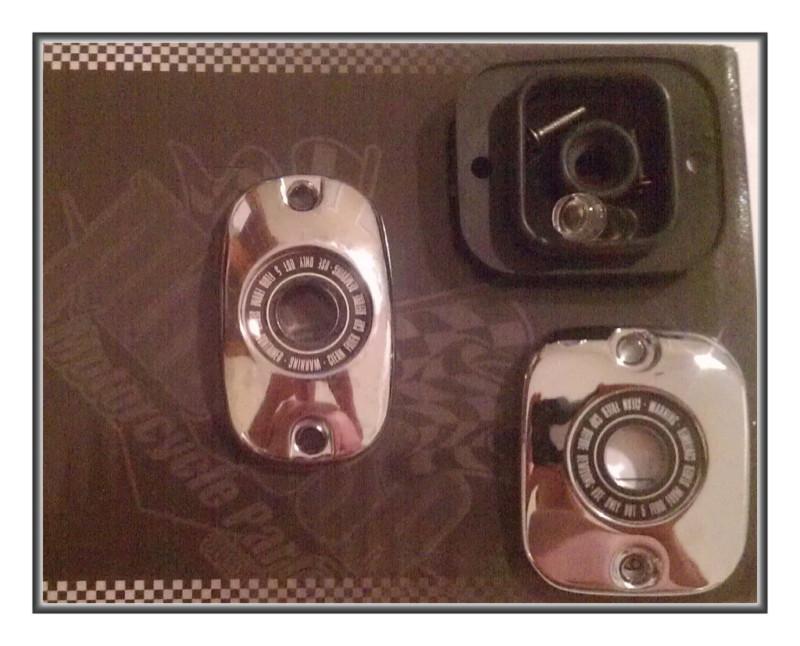 New chrome front & rear master cylinder covers softail