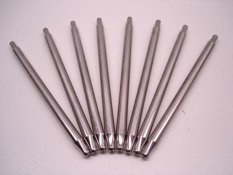 Nascar sbc sbf pushrods 7.650" x 7/16" x 5/16" tip x .165" wall polished jesel