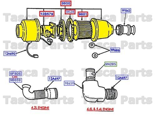 New oem 5.4l 8 cylinder engine air filter harley davidson f150 & heritage / svt