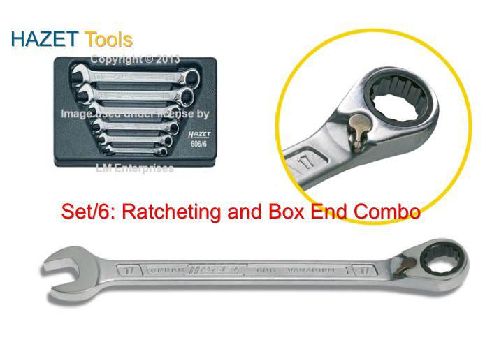 Hazet combination wrench set w. ratcheting end 6-piece new