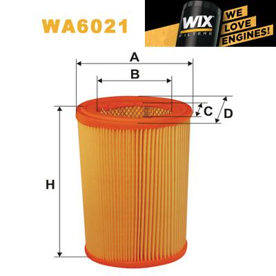 1x wix air filter wa6021 - eqv to fram ca5678