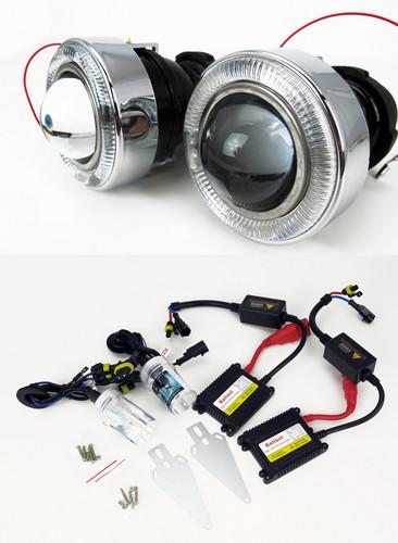 3" bumper halo projector led fog light angel eyes w/ 6000k h3 hid kit combo