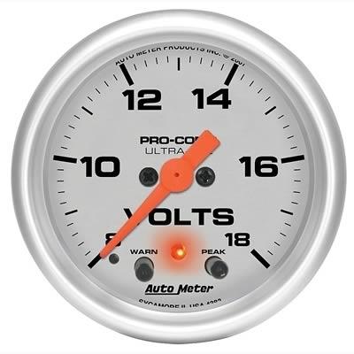 Auto meter 4383 silver ultra-lite 2 1/16" analog gauges 8-18 v -  atm4383