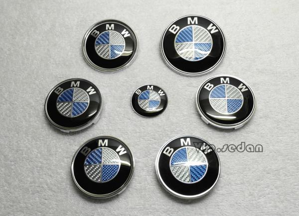 A whole set of 7 blue 3d real carbon fiber car emblem steering wheel center caps