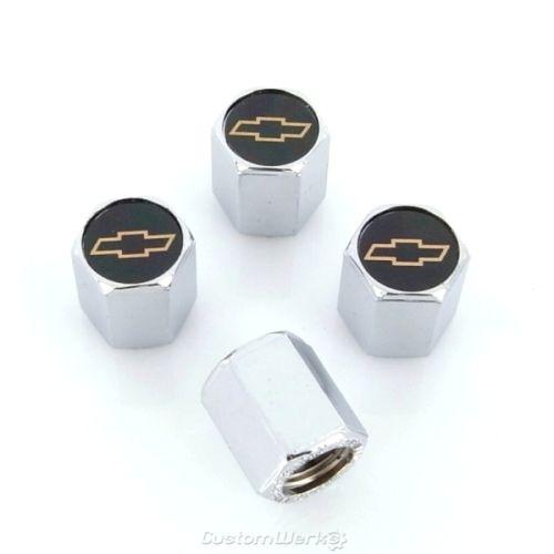 Chevy gold outline logo tire stem valve caps -new!