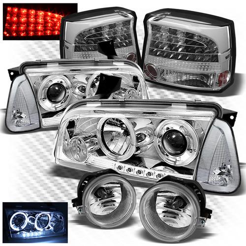 09-10 charger projector headlights set + led perform tail lights + fog lights