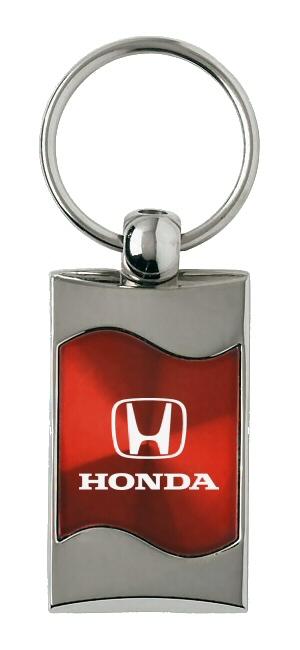 Honda red rectangular wave metal key chain ring tag key fob logo lanyard