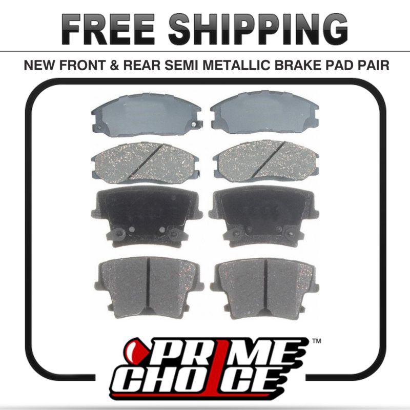 New front & rear set premium semi metallic disc brake pads