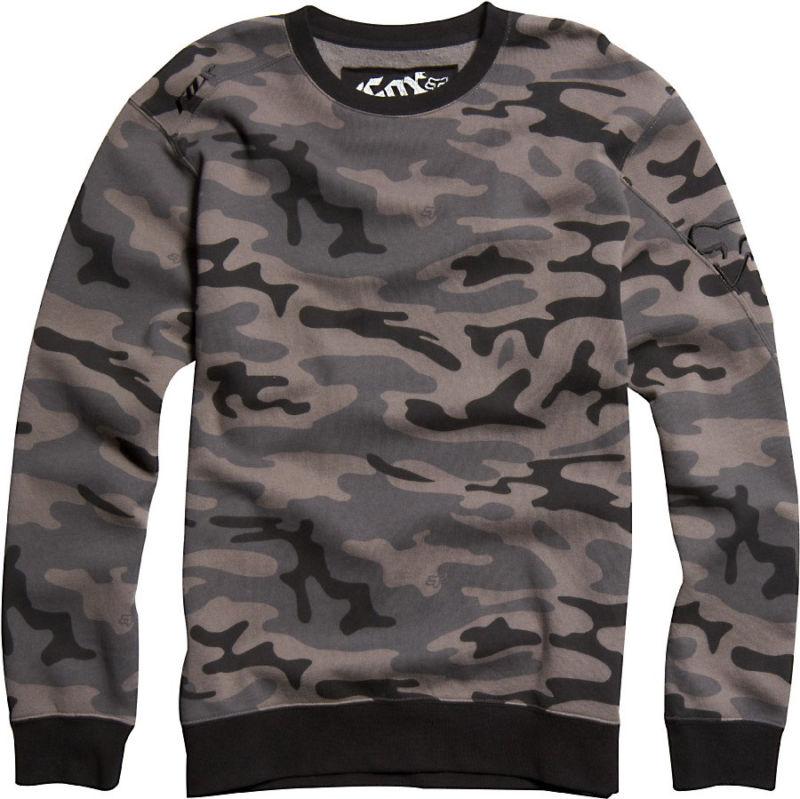 Fox men's outfoxed crew fleece black camo large