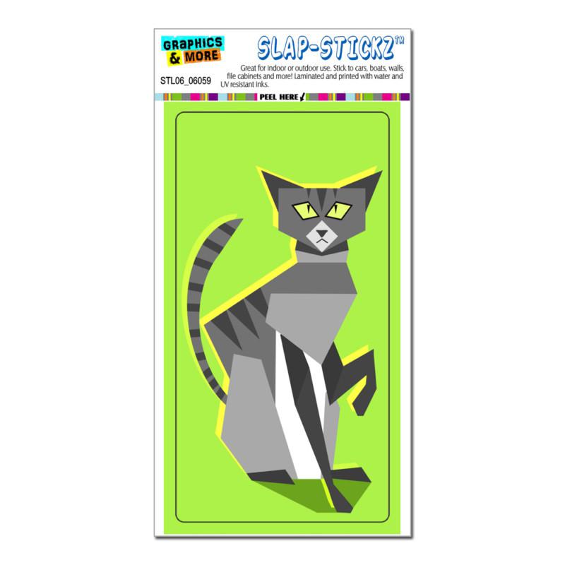 Geometric cat grey - slap-stickz™ automotive car window locker bumper sticker