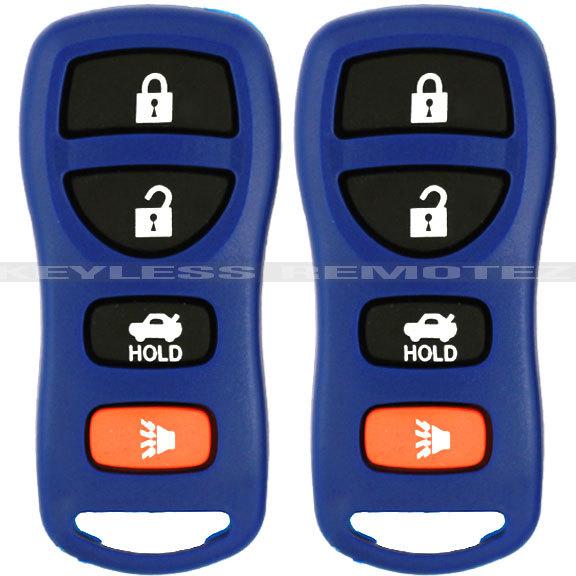 2 new blue nissan 4 button keyless entry remote key fob + free programming