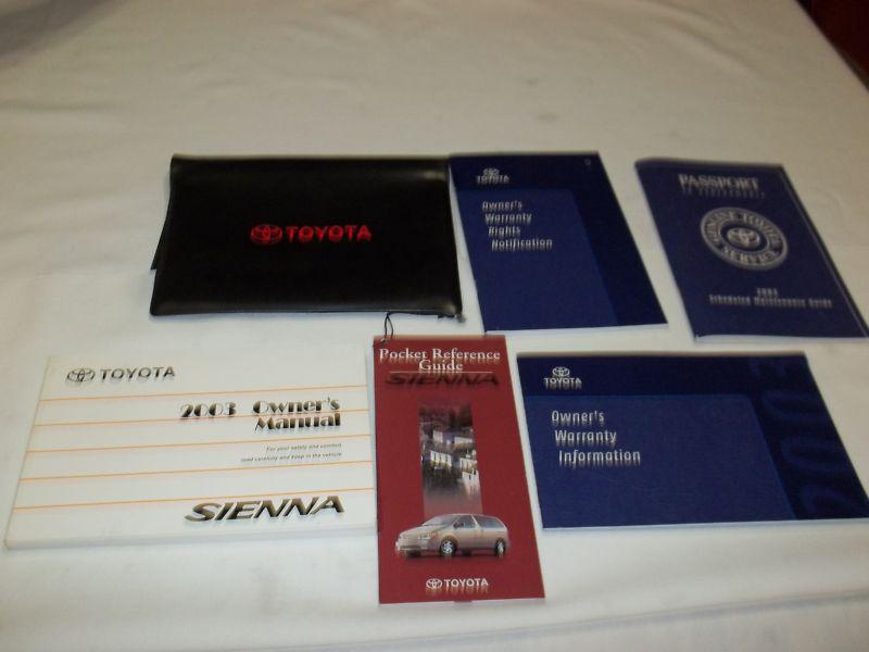 2003 toyota sienna owner's manual 6/pc.set & black toyota factory case. free s/h