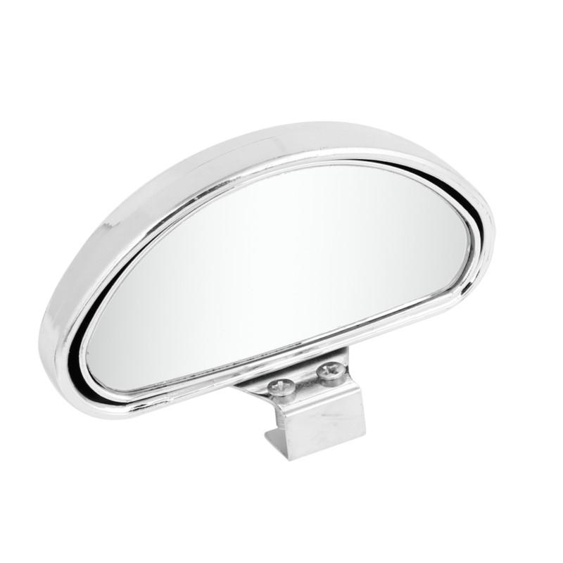 Silver tone frame arch shaped angle adjustable blind spot mirror for car