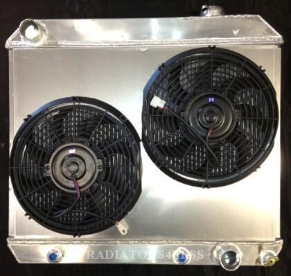 New 3 row all aluminum radiator w/ shroud & 12" fans 63 64 65 66 chevy truck