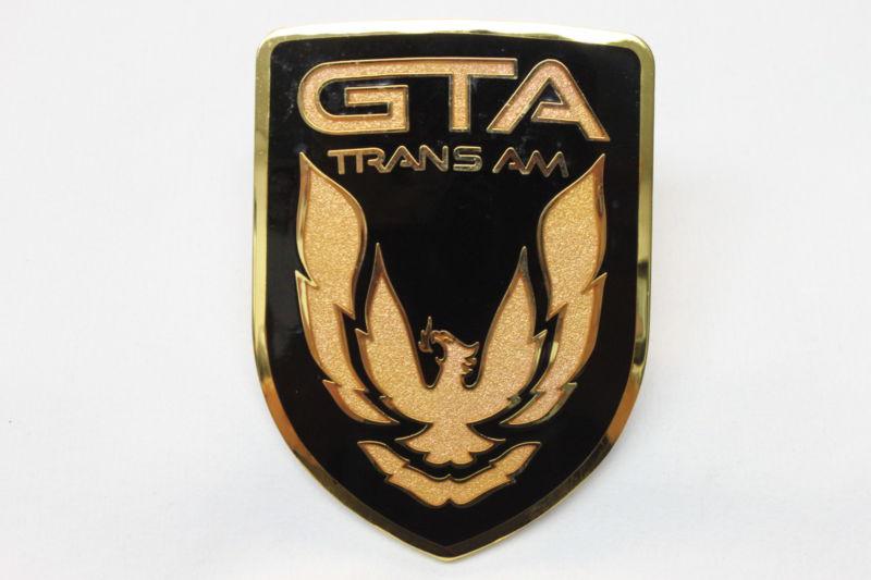 87-90 trans am gta black front bumper emblem new