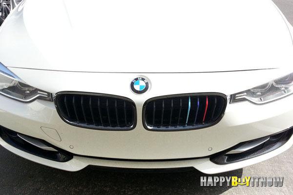 ///m color carbon bmw f30 4dr front grill grille & line color x trunk spoiler !!