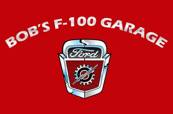 Bob's f-100 garage personalized rectangle metal sign 17"