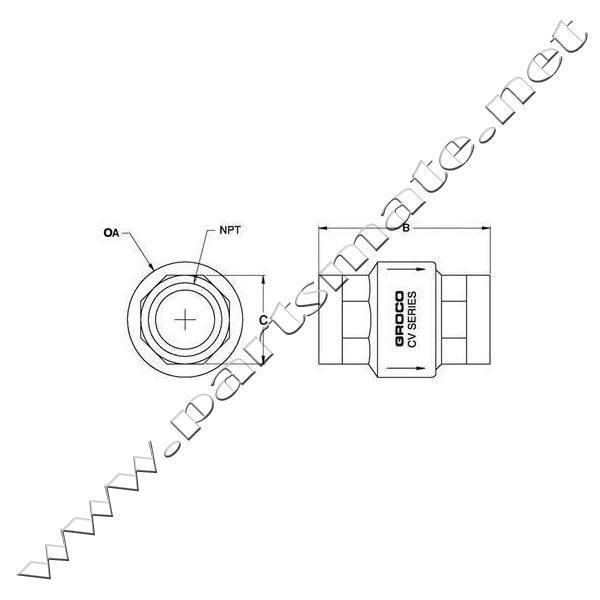 Groco cv75 cv series check valve / 3/4&quot; brz in-line check v